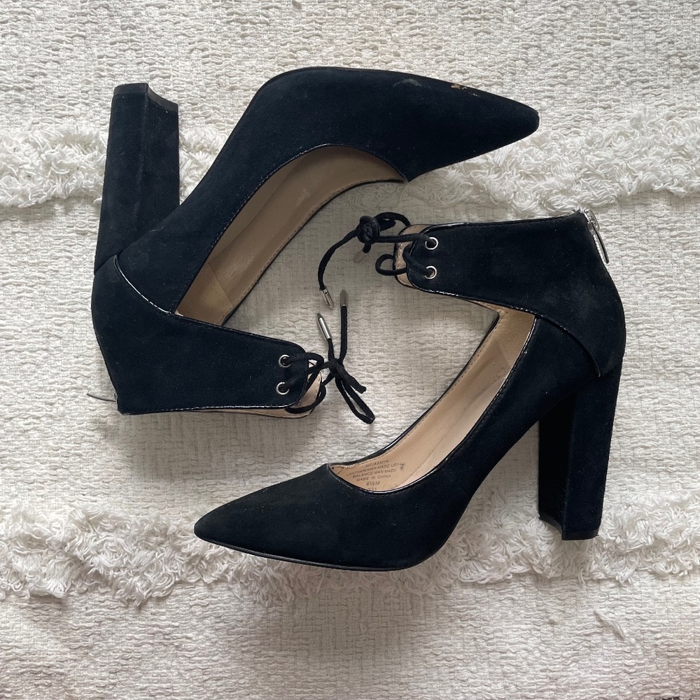 Marc Fisher size 6.5 four inch black suede block heels